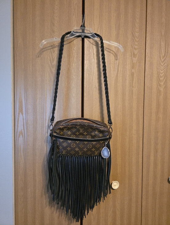 Vintage Boho Bags Handbags - Vintage Boho Bag Monogram Fringe Crossbody with Black Strap